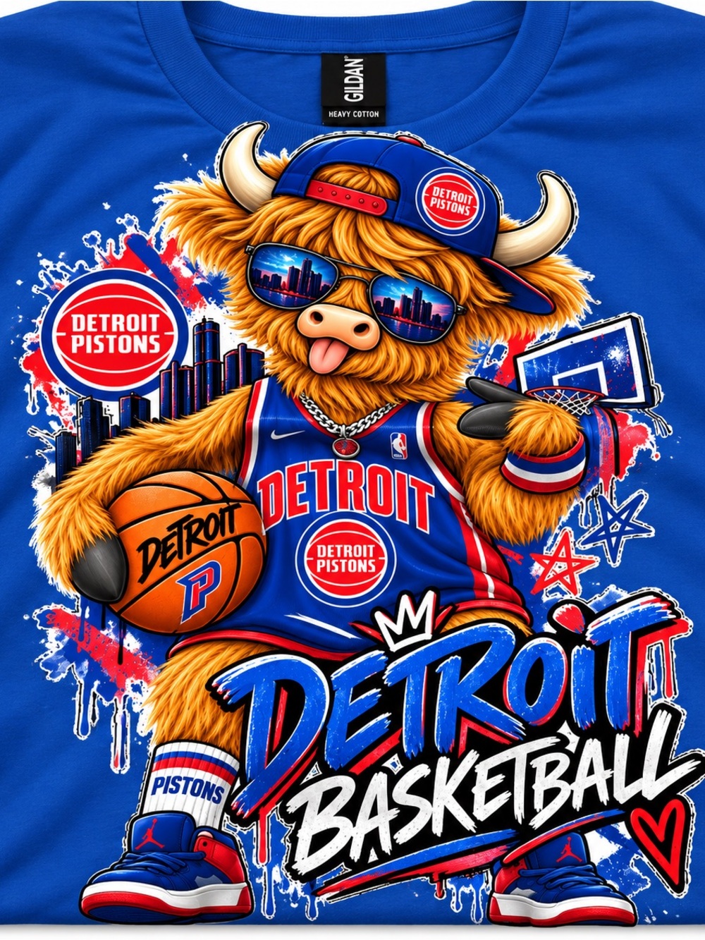 Gildan Blue Detroit Pistons Graphic Short-Sleeve Tee